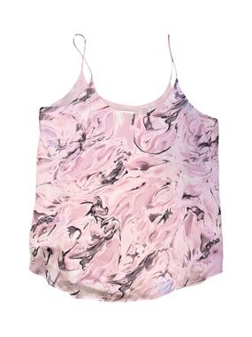 Bar III Pink and Black Marble-Print Spaghetti Strap Tank
